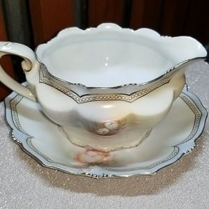 Antique RS Germany Porcelain Creamer and Tray